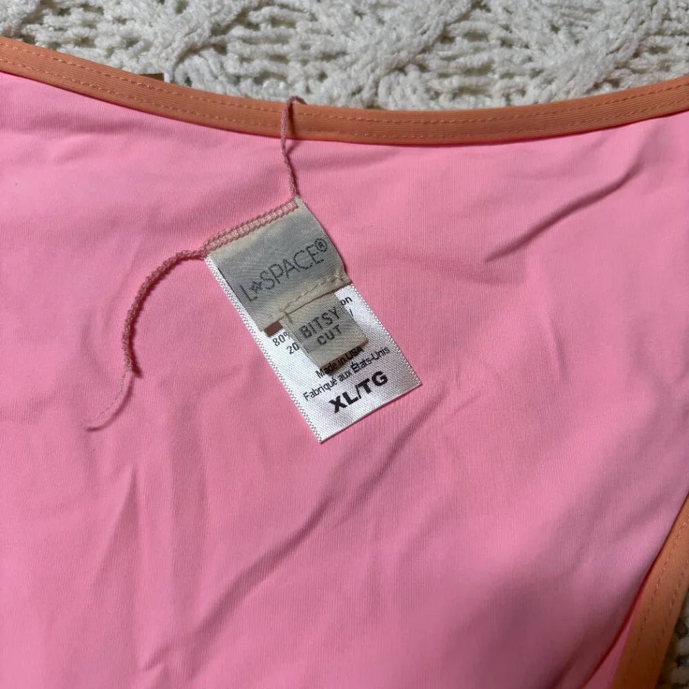 L*Space Bitsy Cut‎ Bikini Bottom Pink/Orange Trim Swimwear – Women’s XL nwot